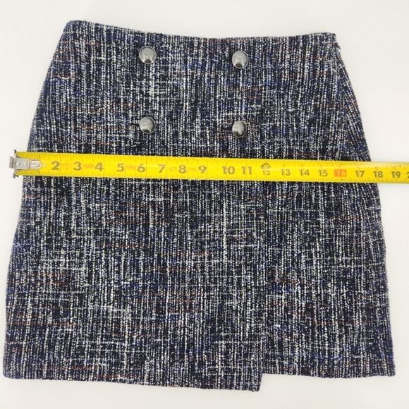 Loft Petites Tweed Wool Mini Wrap Skirt Women Size 2P Retro Glam Office Academia - Picture 7 of 10